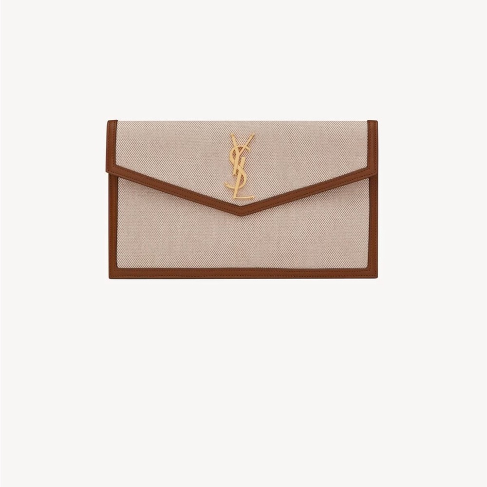 YSL Beige and Brown Clutch